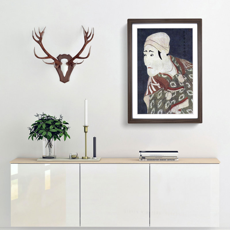 Morita Kanya by Sharaku Toshusai - Picture Frame Painting Print, 36cm H x 27cm W x 2cm D, Walnut Framed