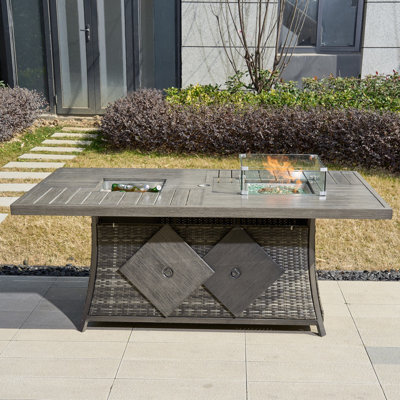Foyer d'extérieur au propane en aluminium H 27 po x l 70 po Aliaksey