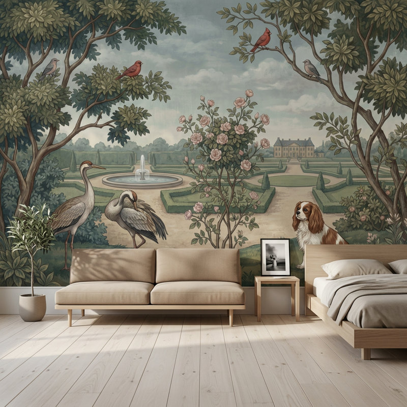 Papier peint formel avec motif rétro Chateau Estate, 100 po x 96 po, Non tissé