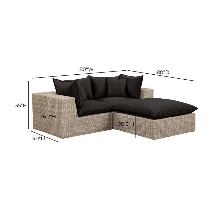 Petit modulaire d'extérieur Cali, 2, Sofa, Ottoman