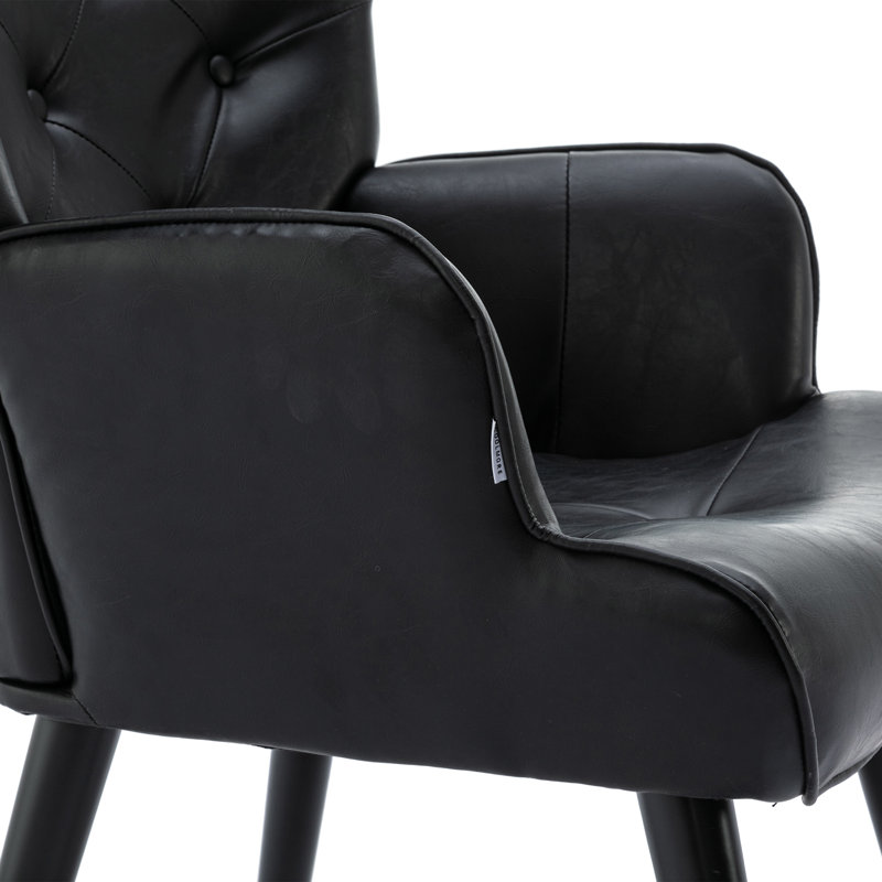 Fauteuil à oreilles capitonné de 27,5 po de large Marauder, Polyuréthane noir