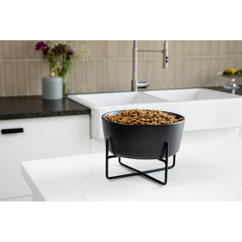 Simple Solid Bowl & Dog Bowl Stand, Medium (4 cups / 32 fl. oz.), Black