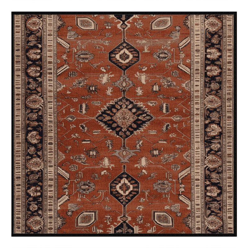 Machine Washable Persian Brown Area Rug, Square 8'