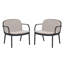 Fauteuil club d'extérieur en polypropylène Luna, structure noire avec coussin beige, ensemble de 2-1140143429-1140143426