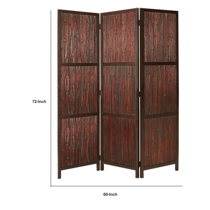 Cloison 3 panneaux en bois massif l 60 "x H 72" Edrian