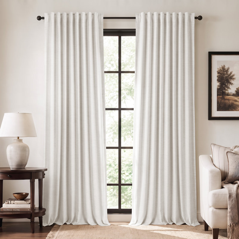 Paire de rideaux occultant et texturé 100% lin 50 po (ensemble de 2), L 50 po x L 108 po, Beige
