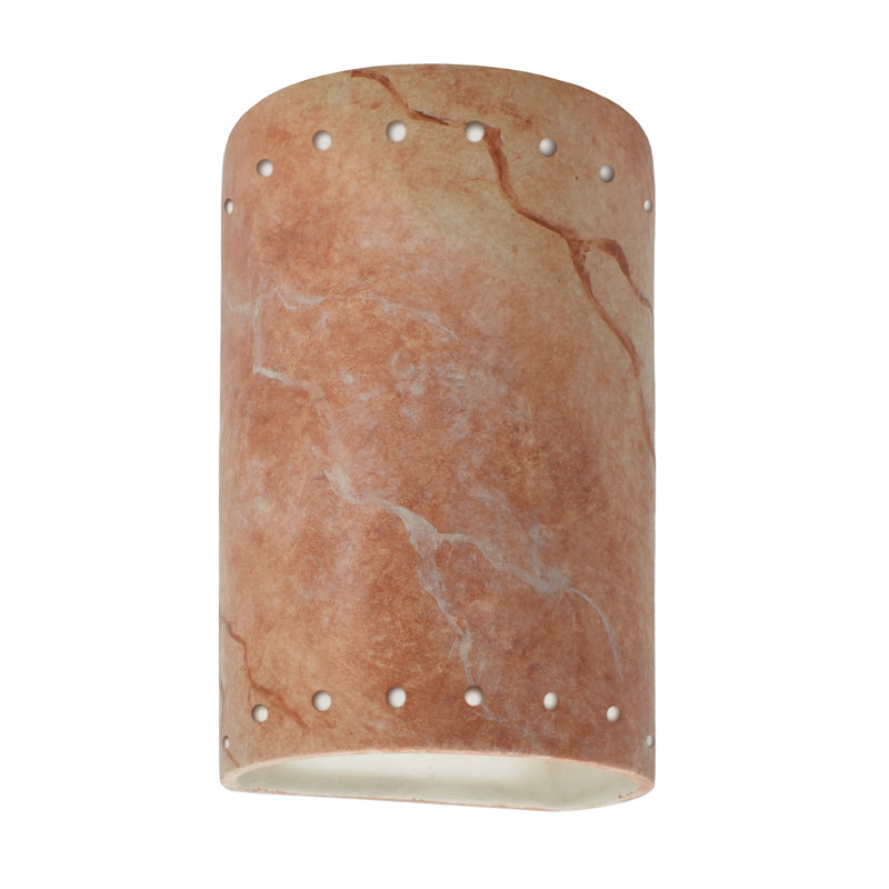 Avgoustinos Ceramic Flush Mounted Sconce, Incandescent, White/Beige, 9.5" H x 5.75 " W x 4" D