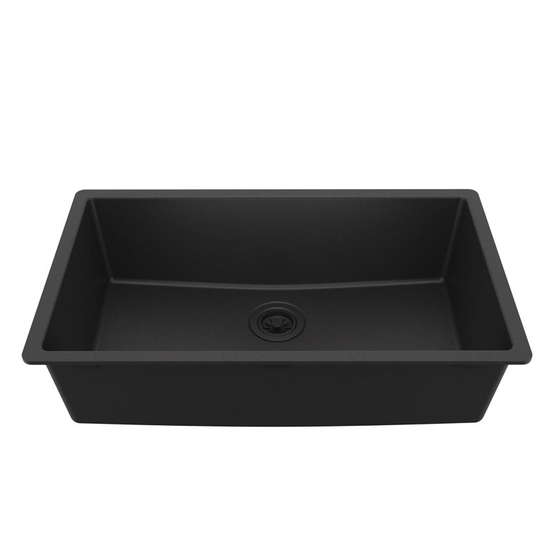 Karran Quartz 32-1/4'' X 19-1/4'' Large Single Bowl Undermount Kitchen Sink, Black