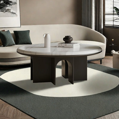 Marble Coffee Table with Carbon Steel Frame