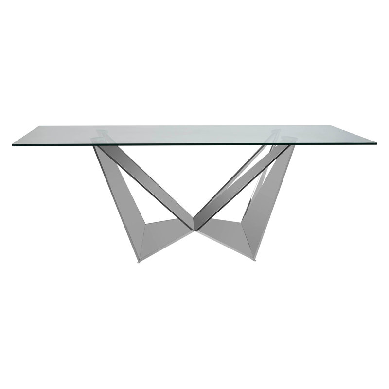 Glass Top Metal Base Dining Table