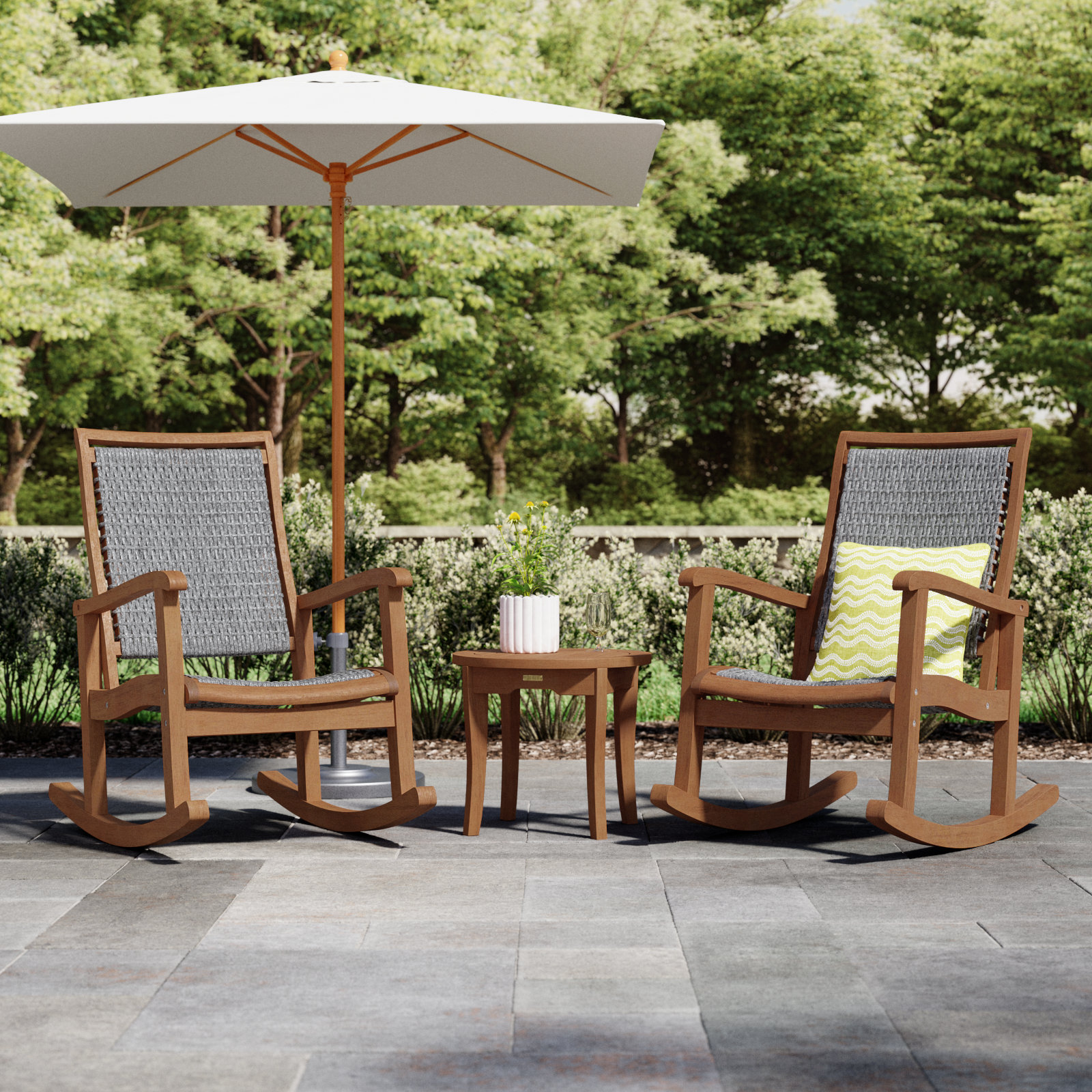 Arnot 2-Person Eucalyptus Patio Seating Group, Driftwood Gray