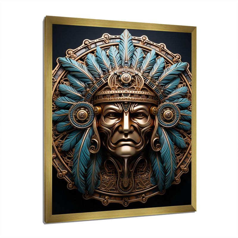 Native Force Mask III - Imprimé, H 20 po x l 12 po x P 1 po, Encadrement doré