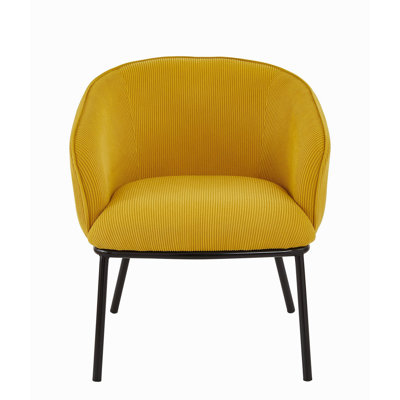 Fauteuil d'appoint moderne en velours côtelé, fauteuil rembourré avec pieds en métal, fauteuil demi-tonneau de style Mid-Century pour le salon, assemblage facile