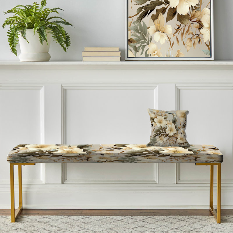 Banc rembourré or, Natural Tranquillity Tropical Pattern II