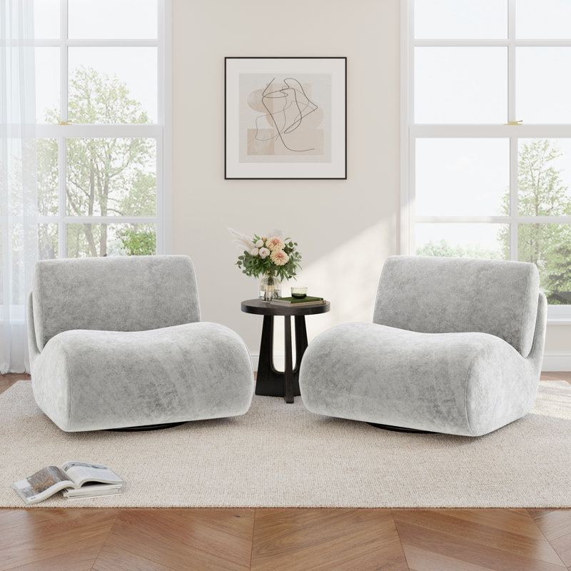 Fauteuil d'appoint pivotant rembourré avec dossier amovible Caleb, Gris clair