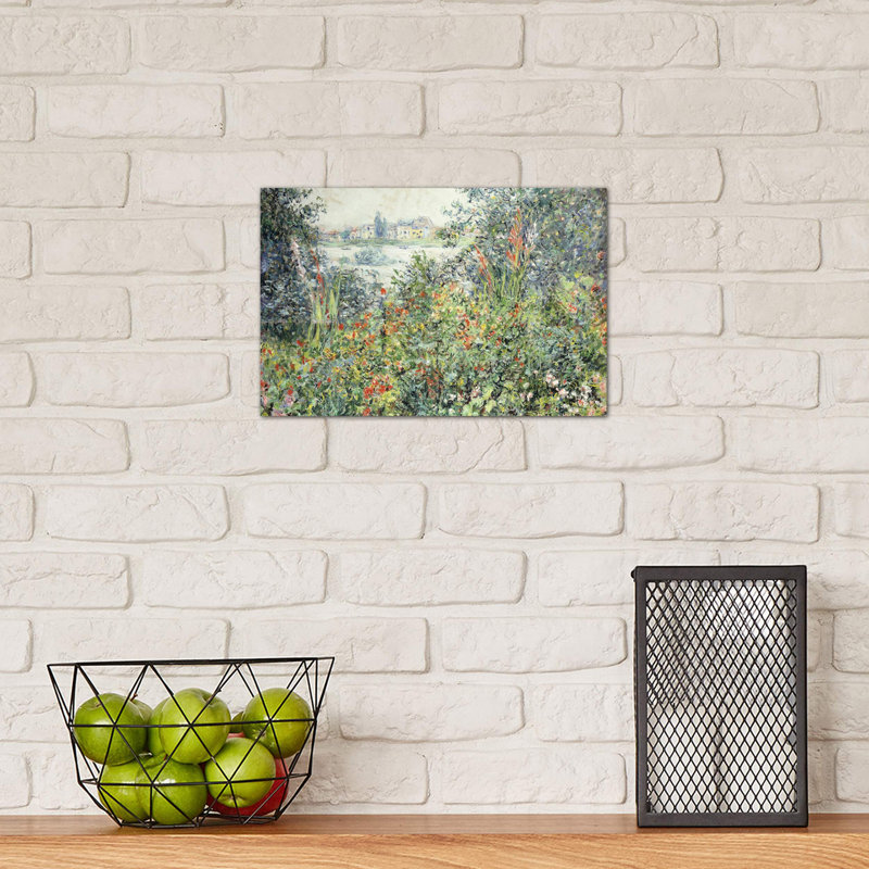 Flowers At Vetheuil; Fleurs A Vetheuil, 1881 by Claude Monet - Wrapped Canvas Painting, 20.32 cm H x 30.48 cm W