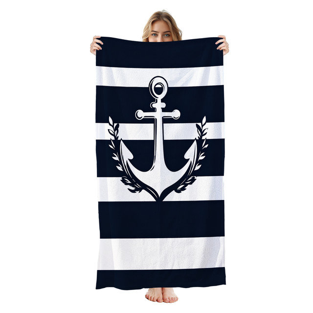  Serviette de plage légère en microfibre, absorbante sans décoloration, 30 po x 60 po, bande d'ancrage Laurel