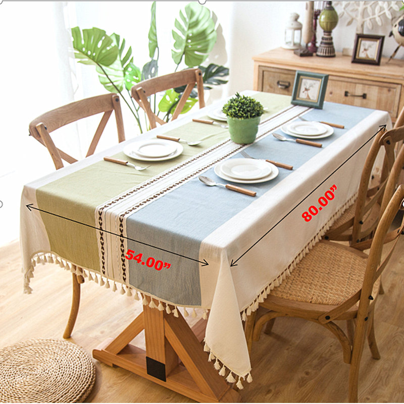 Dumas Cotton Blend Tablecloth, Turquoise/Light Blue