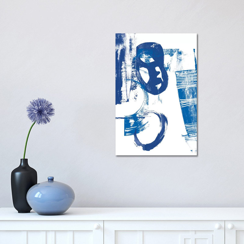 Blue Scribbles II by Vision Studio - Wrapped Canvas Panoramic Painting, 30.48 cm H x 45.72 cm W