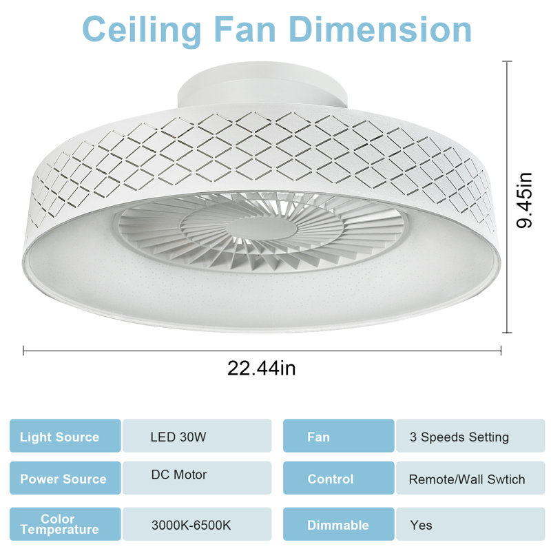 Ridgetop 22.4'' Ceiling Fan with LED Lights, White
