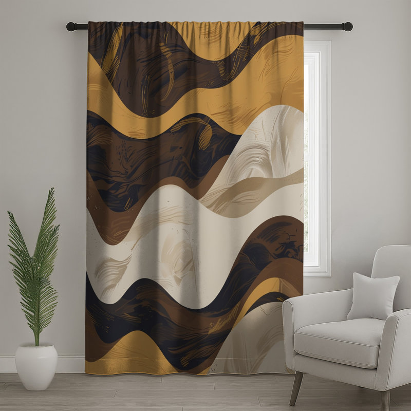 Rideaux de fenêtre Wavy Earthy, Transparent, 50 po x 80 po - 1 panneau