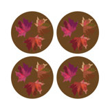 Autumn Leaves Rust Vegan Leather Round Coasters