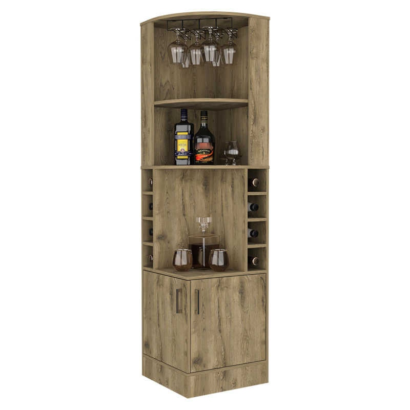 Ample Storage 8 Bar Cabinet In Style Colored For Organized Home, Beige
