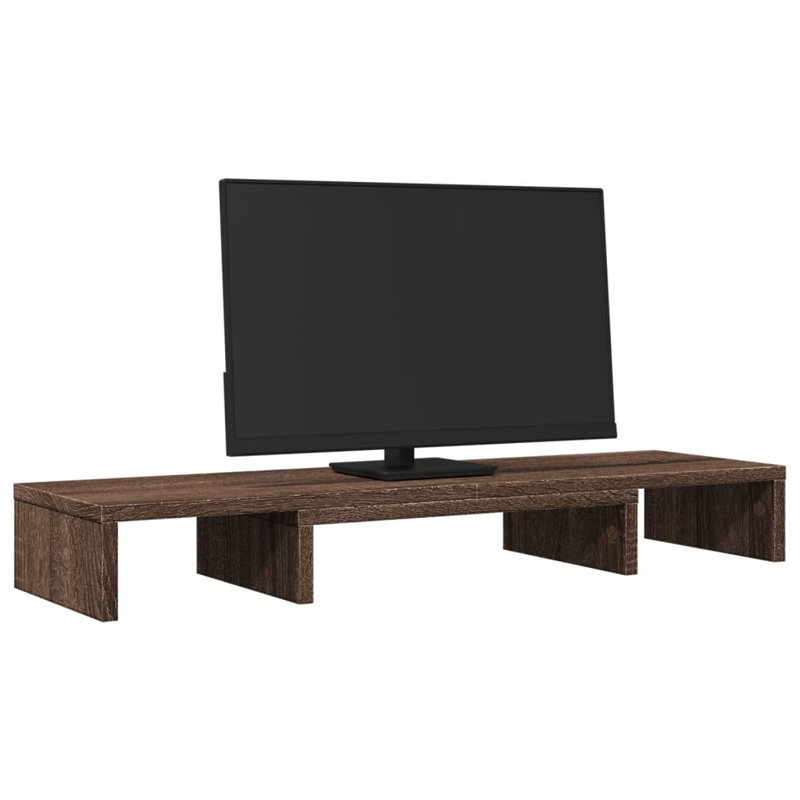 Bata Monitor Stand, 10.5cm H x 80cm W x 24cm D, Brown Oak