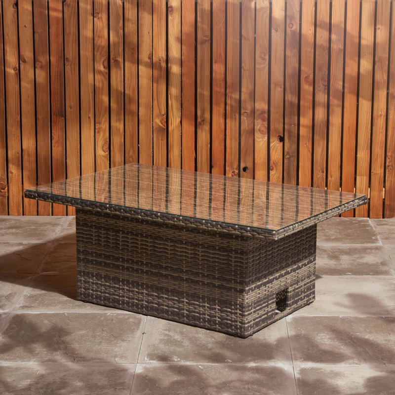 Bowery Rectangular Tempered Glass Extendable Outdoor Coffee Table - 130 cm W 80 cm D