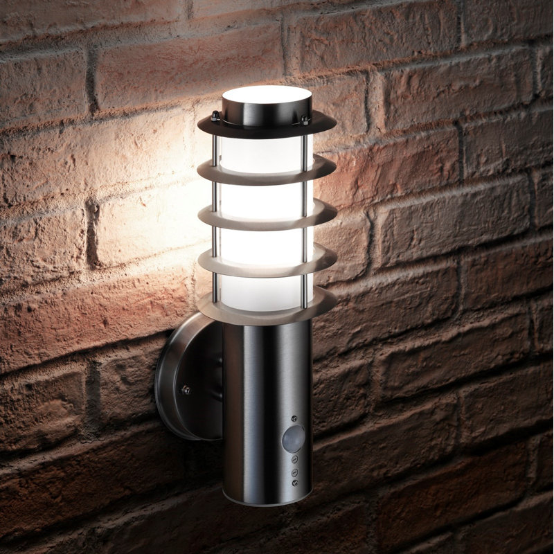 Gagliardi Stainless Steel 83.82cm H Frosted Glass Outdoor Armed Sconce