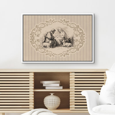 Reproduction d'art de Noël rétro de la crèche de la Sainte Famille