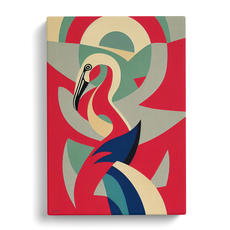 Flamingo In Abstract No.5 - Wrapped Canvas, 50cm H x 35cm W x 3cm D