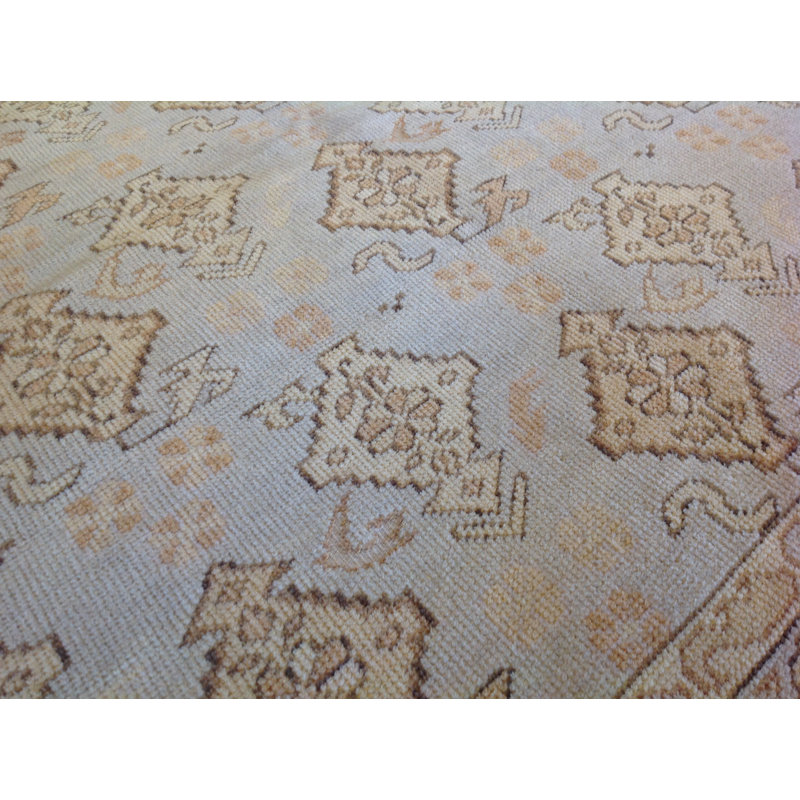 Tapis unique en laine noué à la main brun clair / ivoire 7 pi 11 po x 10 pi