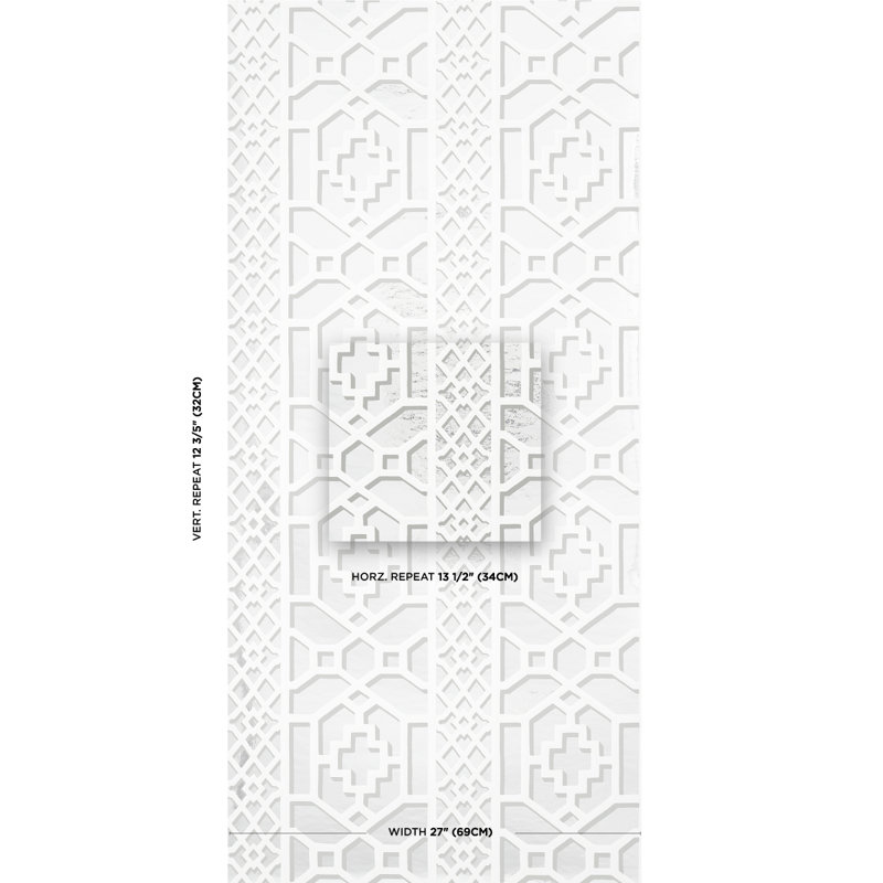 Zanzibar Trellis Mylar Wallpaper, Silver Mylar