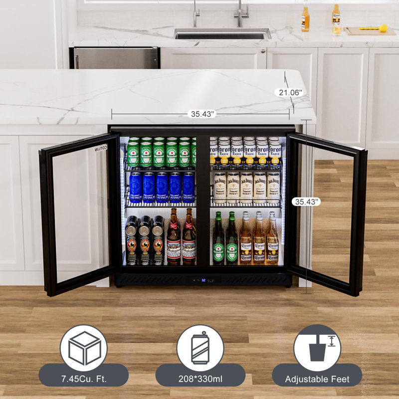 Réfrigérateur et refroidisseur à boissons COTLIN l 7,4 pi cubes - Capacité de 192 canettes avec porte en verre