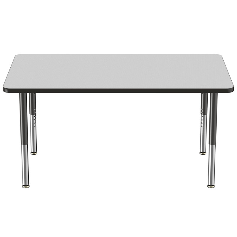 Table d'activité rectangulaire à hauteur réglable en forme de T, Gris / Noir, Super, 36 po x 60 po