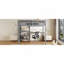 Lit mezzanine simple en bois avec tablettes, bureau et tableau d'écriture-1850429009