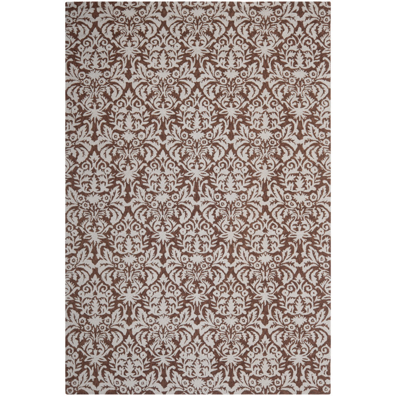 Tapis brun en laine crocheté à la main Hollander, Rectangle 2 pi 6 po x 4 pi