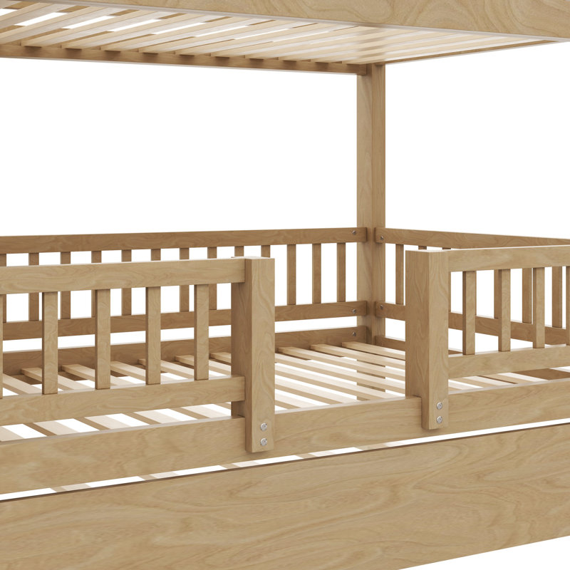 Lit superposé simple au-dessus de simple avec escalier de rangement et glissade TimberTrek, Noyer