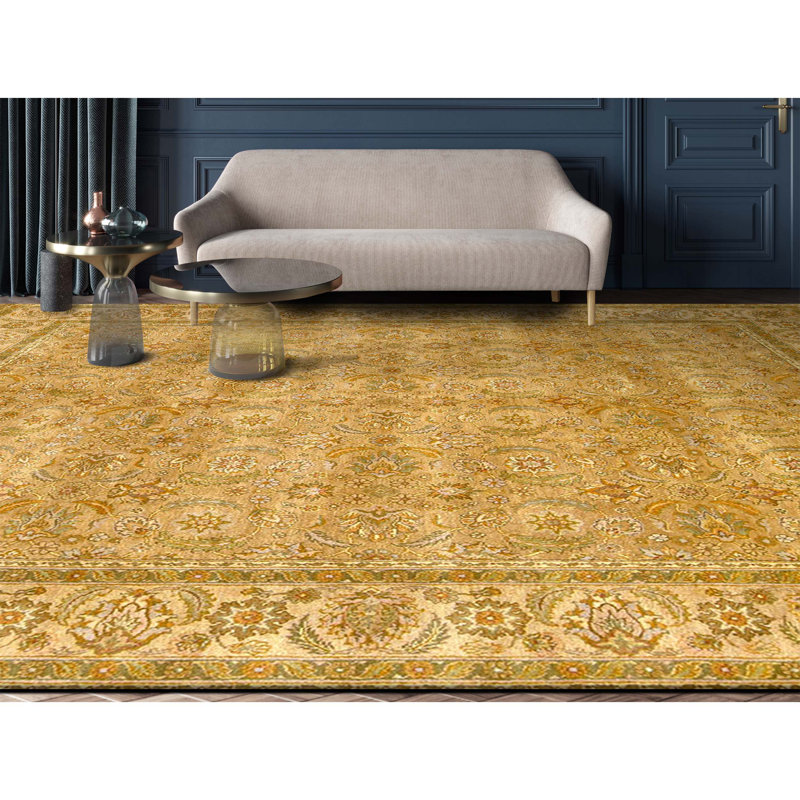 Tapis taupe et ivoire noué à la main de haute qualité