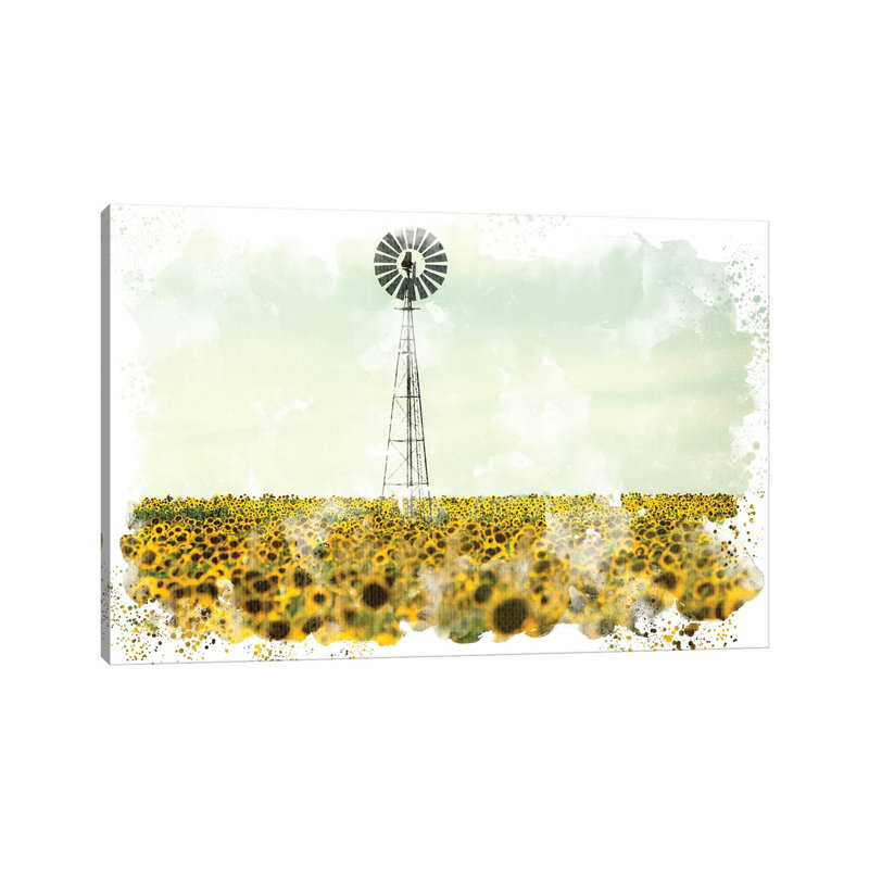 Windmill Sunflowers by Kimberly Allen - Wrapped Canvas Print, 152.5 cm H x 101.5 cm W
