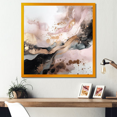 Pink Gold Texture Splash Marble IV - Abstract Marble Wall Art