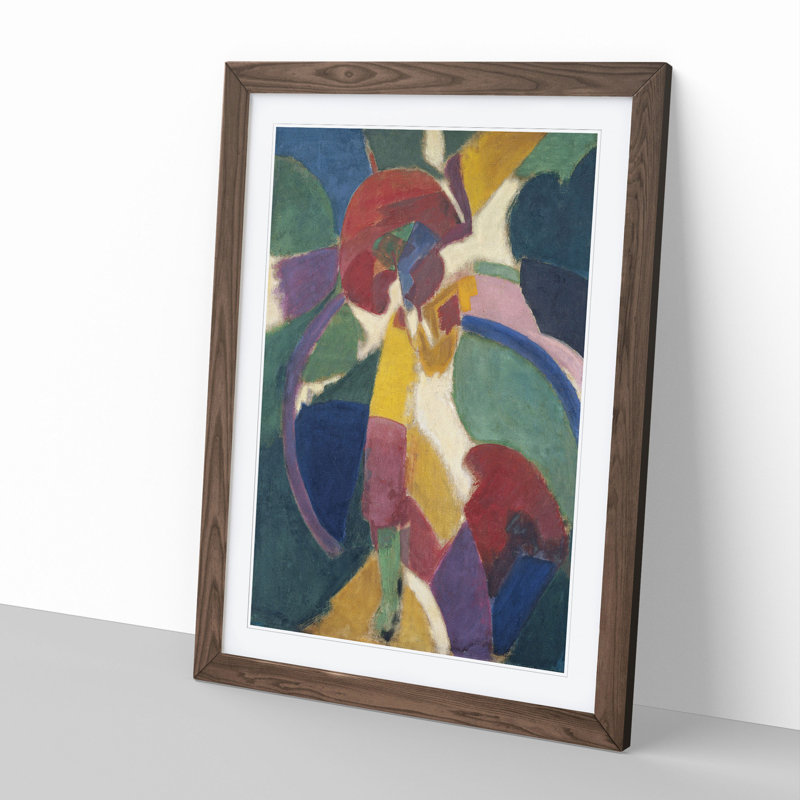 Woman with a Parasol by Robert Delaunay - Picture Frame Painting, 36cm H x 27cm W x 2cm D, Walnut Framed
