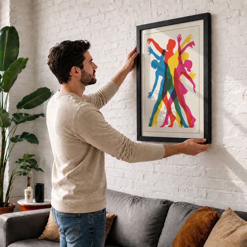 Figures in Motion Modern - Framed Print, Black, A4 - 29.7 x 21.0 cm