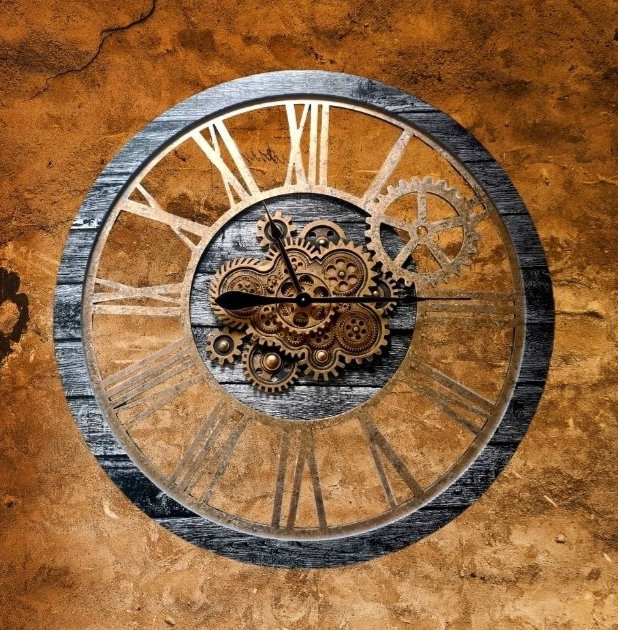 Solid Wood Wall Clock, Dark Grey