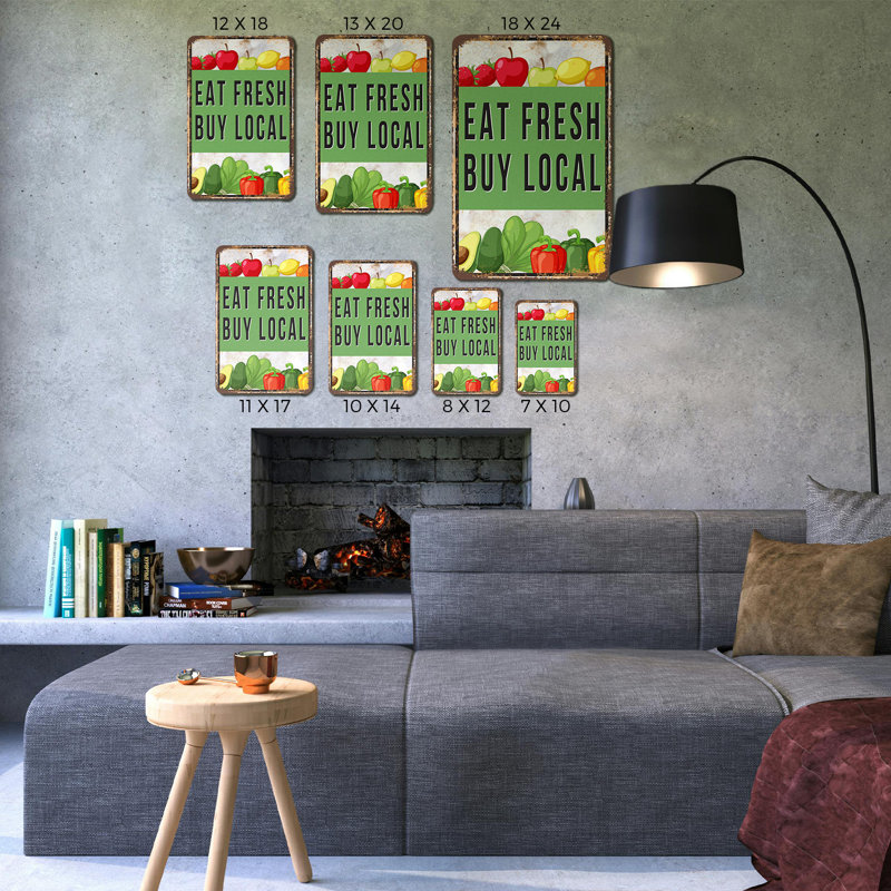 Eat Fresh Buy Local 12 Inch x 18 Inch Novelty Aluminum Sign
