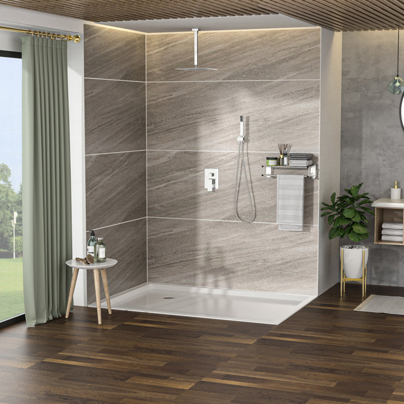 16 Inch Ceiling Mounted Shower - Dual Head With Plating And -Balanced Valve, Rainfall Handheld, Easy Installation Peeling Resistance 16" Square System