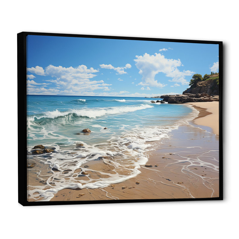 Beach Serenity Shore - Nautical & Beach Wall Art Prints, Cadre flottant noir, H 16 po x l 32 po x P 1 po