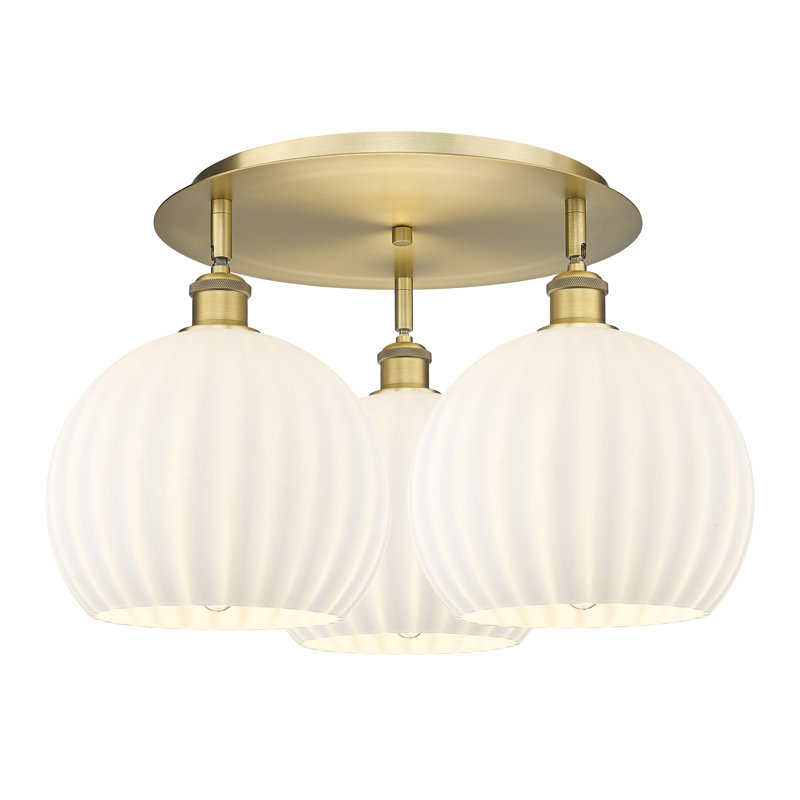 Baxman Glass Semi Flush Mount, Brushed Brass, 12.75'' H x 21.75'' W x 21.75'' D