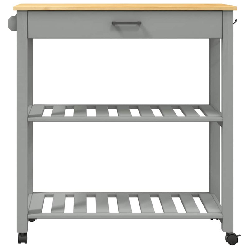 vidaXL Kitchen Trolley MONZA 33.1"x15.7"x34.8" Solid Wood Pine, Gray